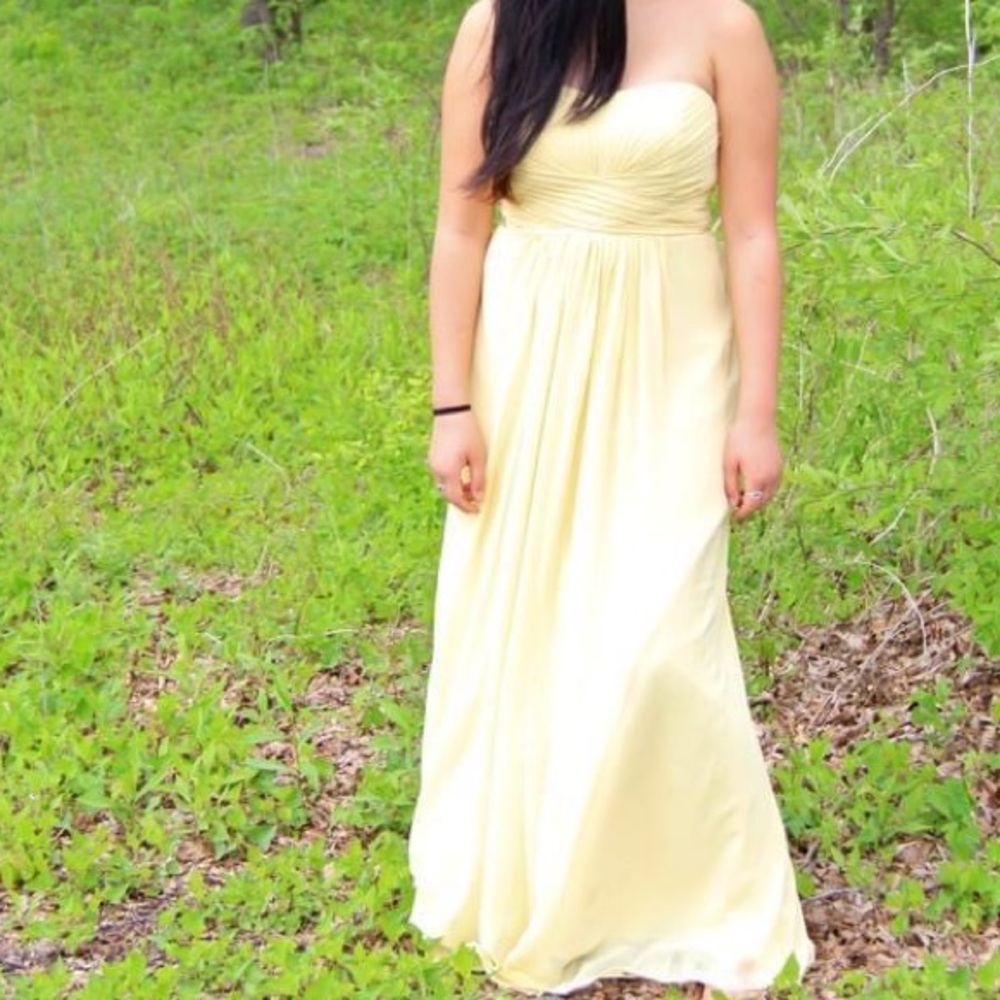 David’s Bridal Strapless Bridesmaids Dress in Canary Yellow - Picture 1 of 5